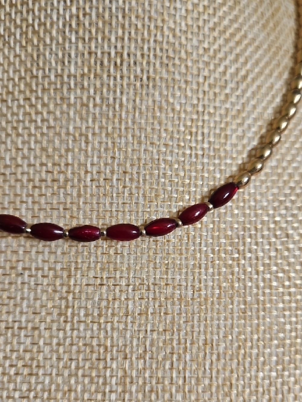 Liz Claiborne Gold-Tone Necklace with Burgundy Marquise Beads - Picture 4 of 10